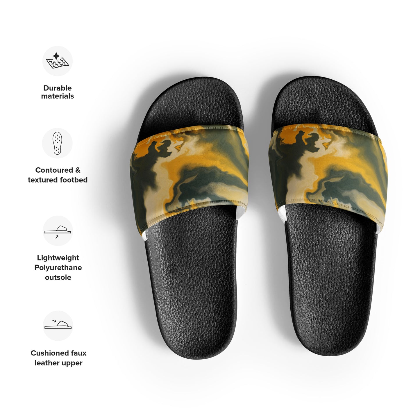 Women's slides - yellow marble