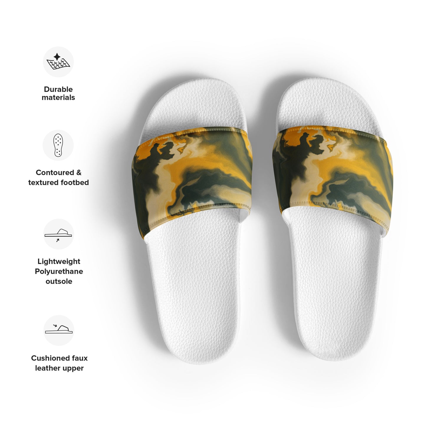 Women's slides - yellow marble