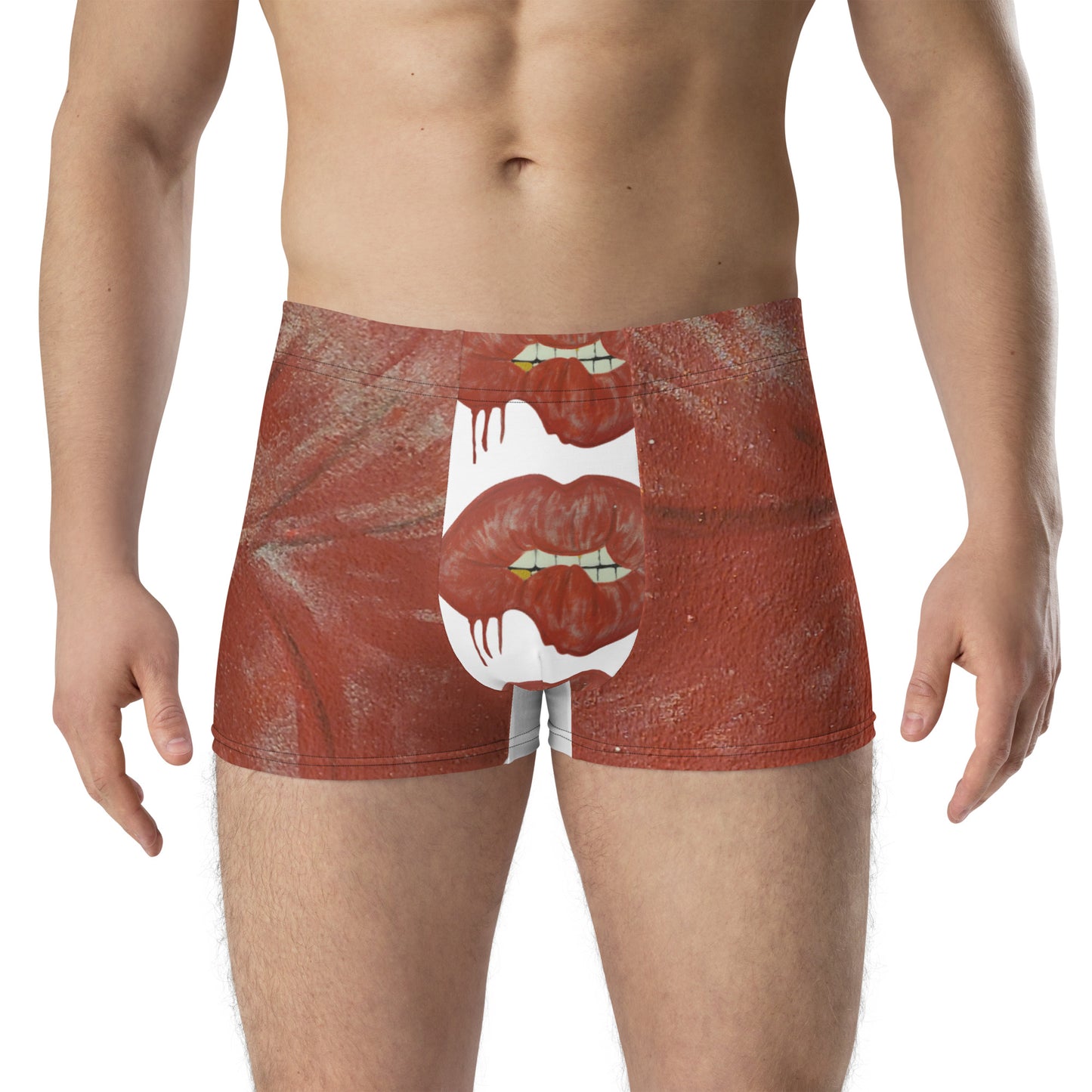 Red Bit Lip with gold tooth Boxer Briefs