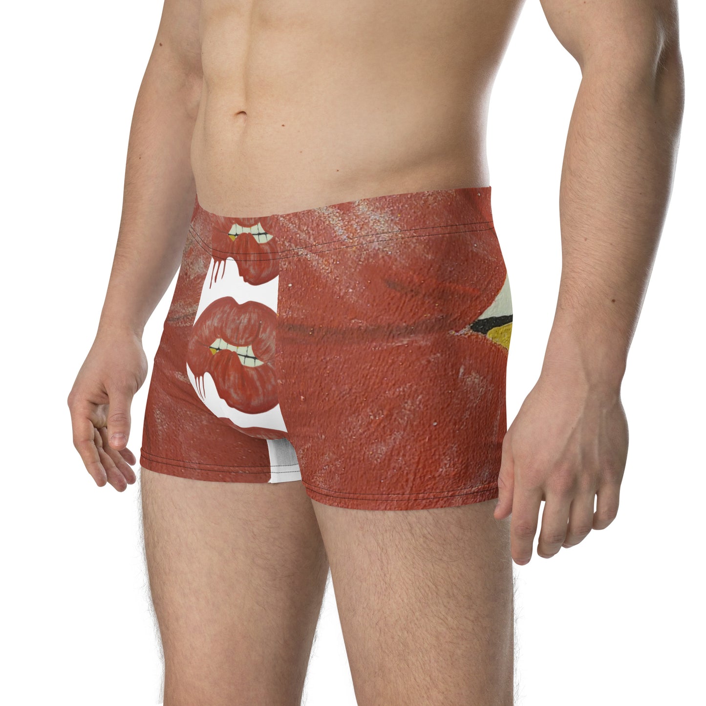 Red Bit Lip with gold tooth Boxer Briefs