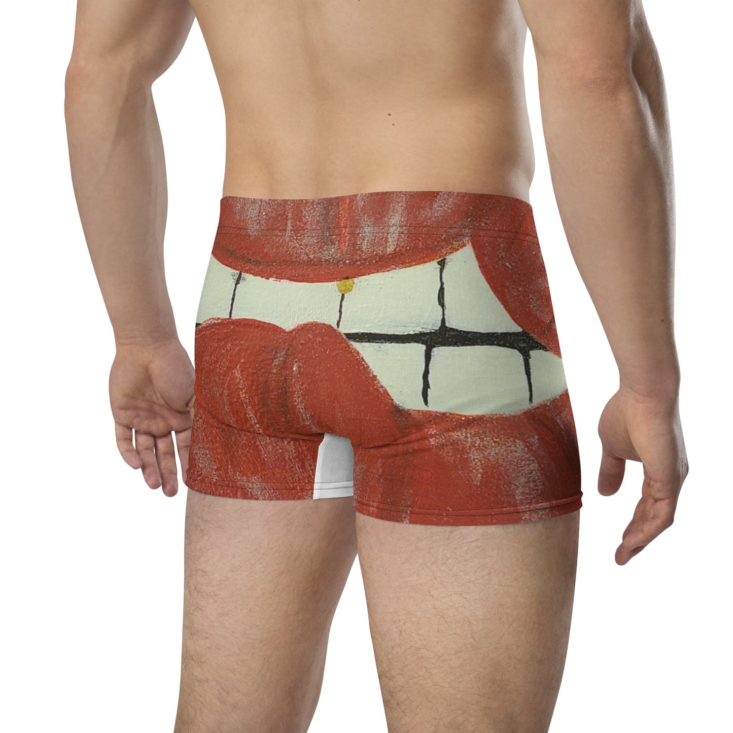 Red Bit Lip with gold tooth Boxer Briefs