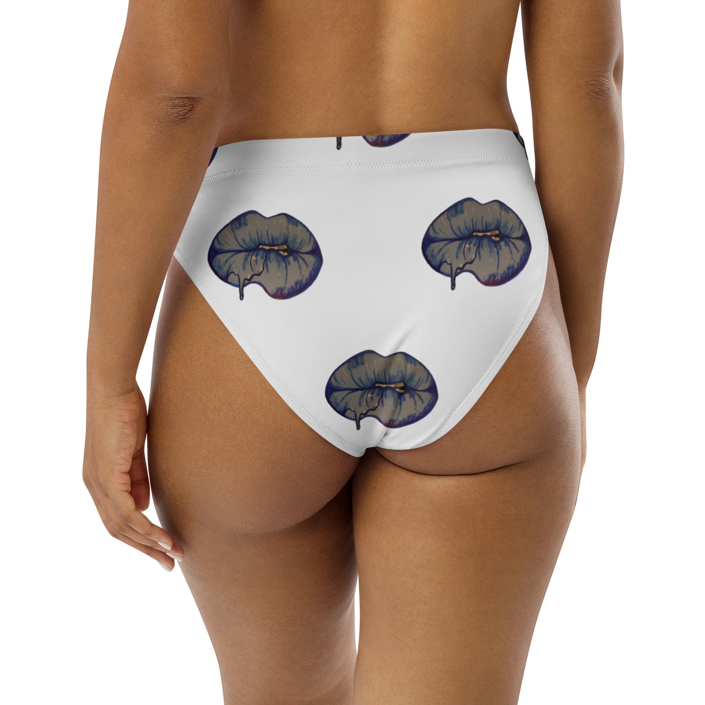 Blue Drip Lips high-waisted bikini bottom