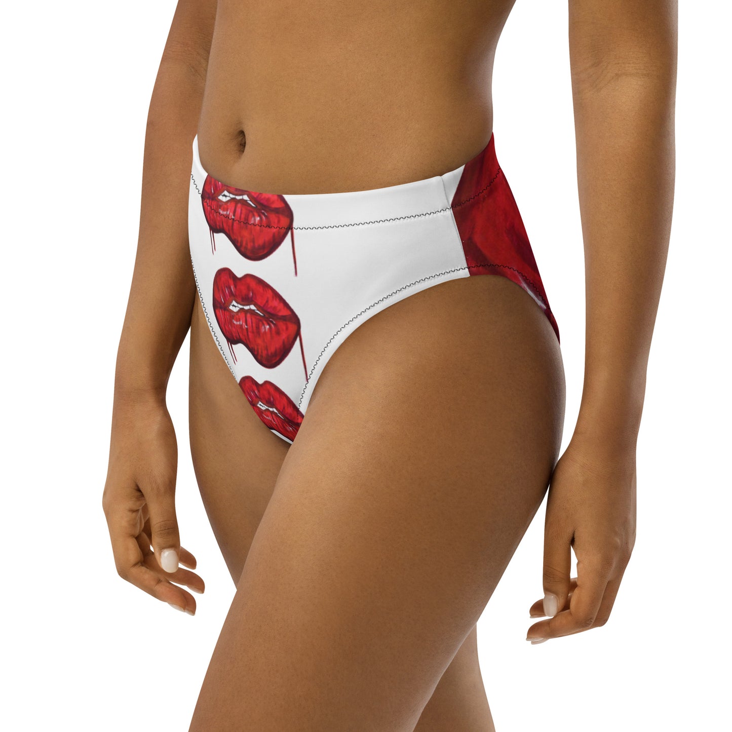 Red Bit Lips high-waisted bikini bottom