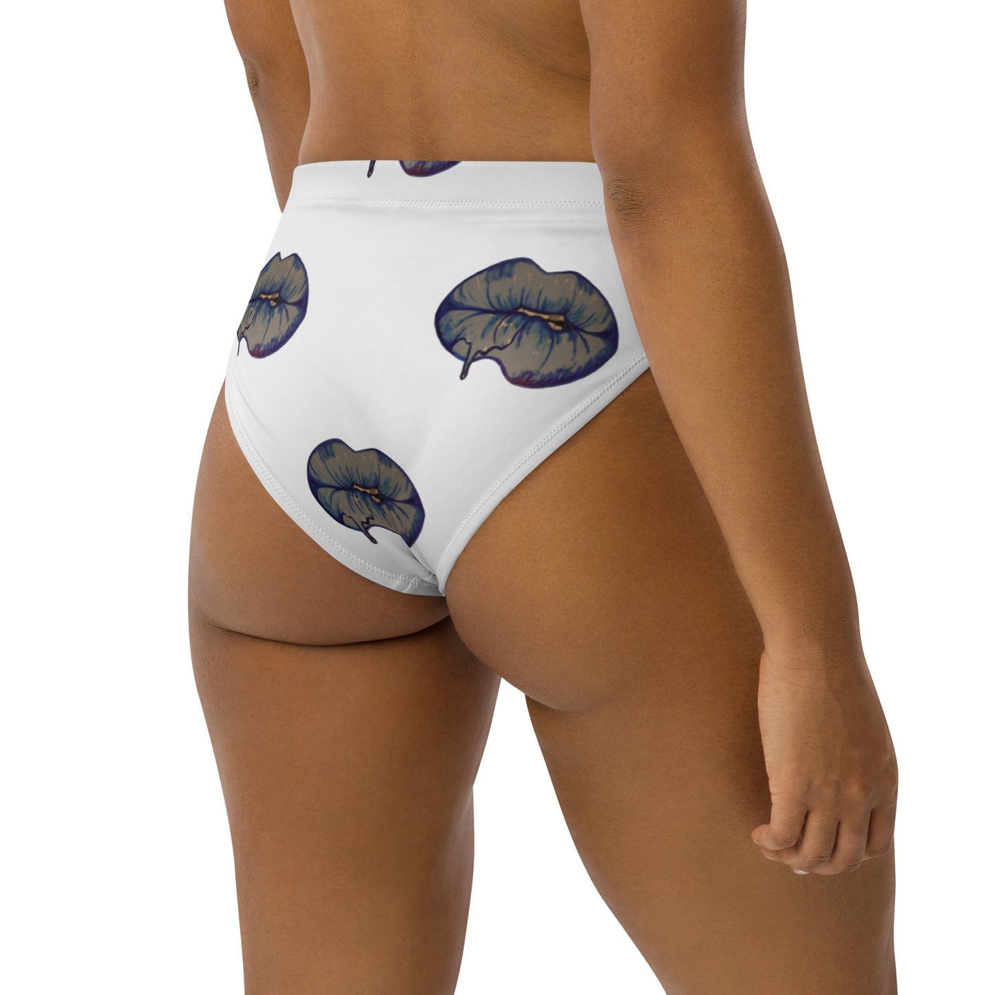 Blue Drip Lips high-waisted bikini bottom