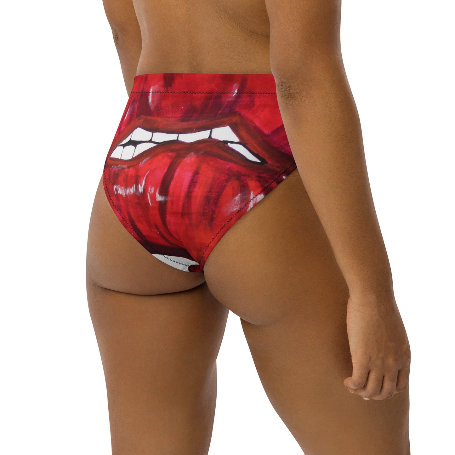 Red Bit Lips high-waisted bikini bottom