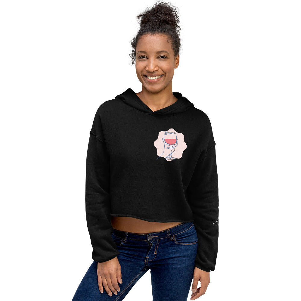 Sip-Wine!! Crop Hoodie