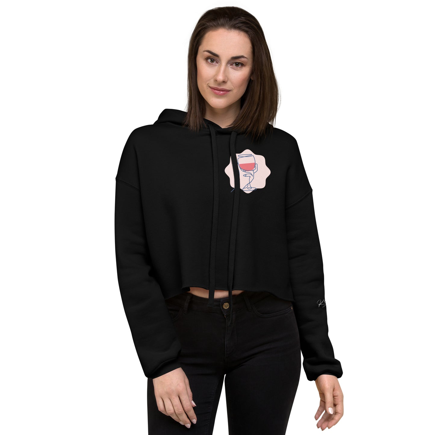 Sip-Wine!! Crop Hoodie