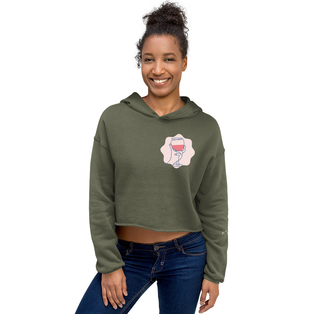 Sip-Wine!! Crop Hoodie