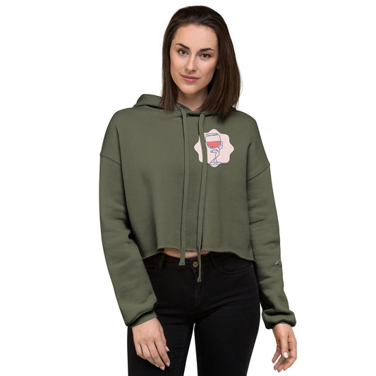 Sip-Wine!! Crop Hoodie