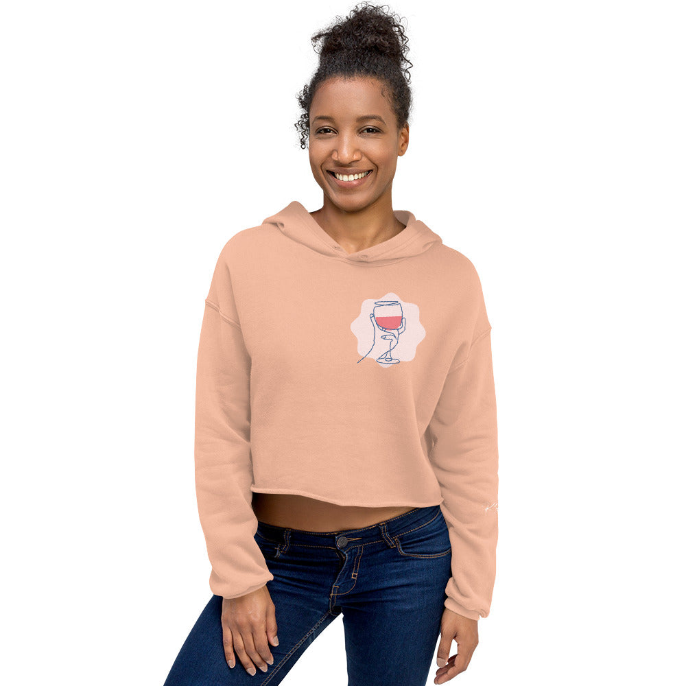 Sip-Wine!! Crop Hoodie