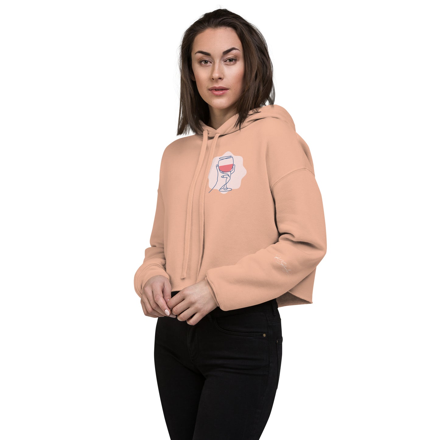 Sip-Wine!! Crop Hoodie