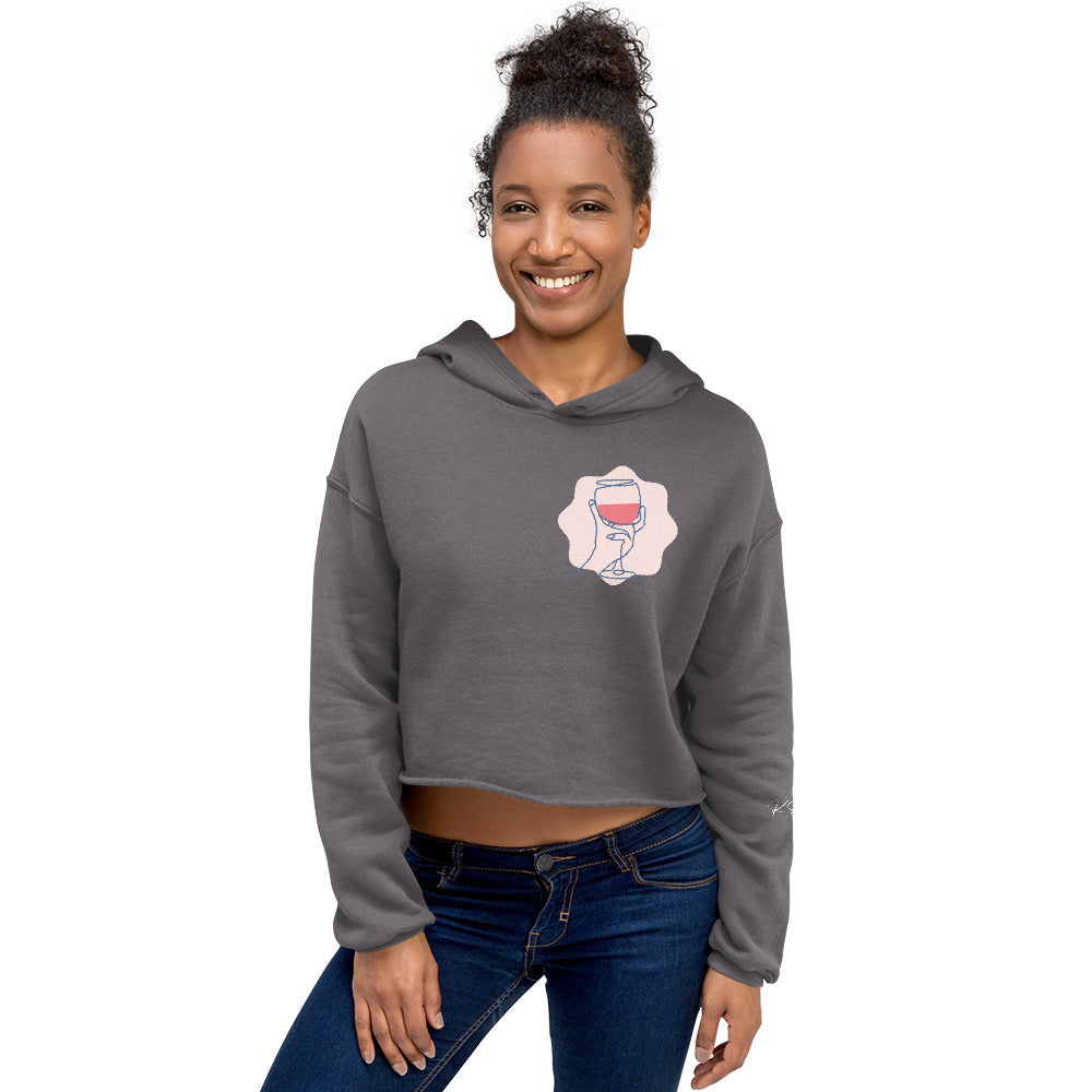 Sip-Wine!! Crop Hoodie